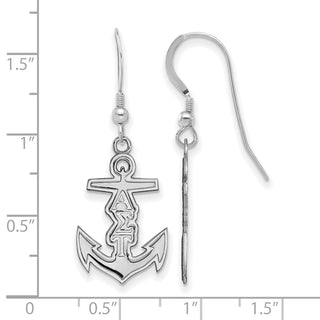 Sterling Silver Rhodium-plated LogoArt Alpha Sigma Tau Sorority Symbol Small Dangle Wire Earrings