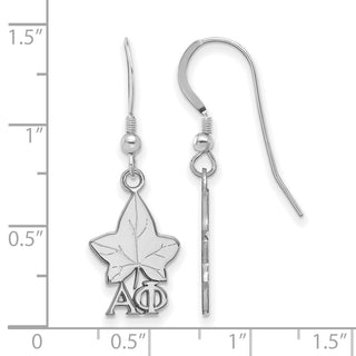 Sterling Silver Rhodium-plated LogoArt Alpha Phi Sorority Symbol Small Dangle Wire Earrings