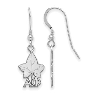 Sterling Silver Rhodium-plated LogoArt Alpha Phi Sorority Symbol Small Dangle Wire Earrings