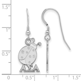 Sterling Silver Rhodium-plated LogoArt Alpha Sigma Alpha Sorority Symbol Small Dangle Wire Earrings