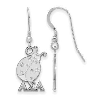Sterling Silver Rhodium-plated LogoArt Alpha Sigma Alpha Sorority Symbol Small Dangle Wire Earrings