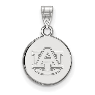 Sterling Silver Rhodium-plated LogoArt Auburn University Small Disc Pendant