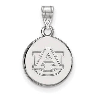 Sterling Silver Rhodium-plated LogoArt Auburn University Small Disc Pendant
