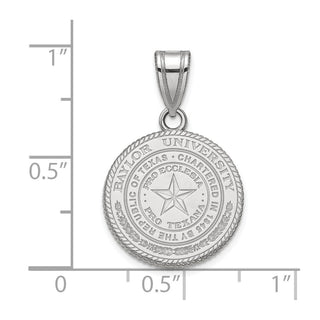 Sterling Silver Rhodium-plated LogoArt Baylor University Medium Crest Pendant