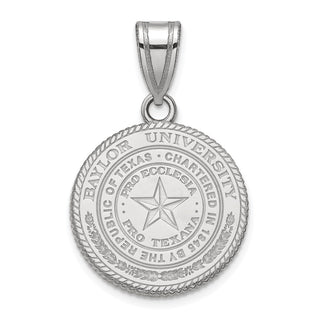 Sterling Silver Rhodium-plated LogoArt Baylor University Medium Crest Pendant