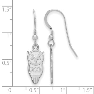 Sterling Silver Rhodium-plated LogoArt Chi Omega Sorority Symbol Small Dangle Wire Earrings