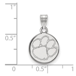 10k White Gold LogoArt Clemson University Tiger Paw Small Disc Pendant
