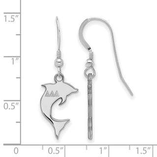 Sterling Silver Rhodium-plated LogoArt Delta Delta Delta Sorority Symbol Small Dangle Wire Earrings