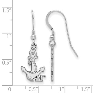 Sterling Silver Rhodium-plated LogoArt Delta Gamma Sorority Symbol Small Dangle Wire Earrings