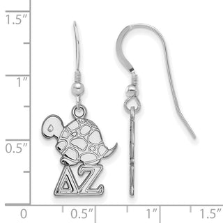 Sterling Silver Rhodium-plated LogoArt Delta Zeta Sorority Symbol Small Dangle Wire Earrings
