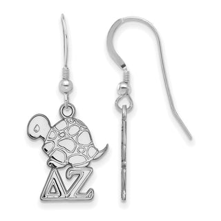Sterling Silver Rhodium-plated LogoArt Delta Zeta Sorority Symbol Small Dangle Wire Earrings