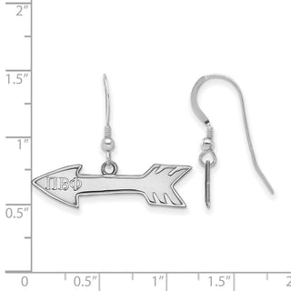 Sterling Silver Rhodium-plated LogoArt Pi Beta Phi Sorority Symbol Small Dangle Wire Earrings