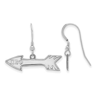 Sterling Silver Rhodium-plated LogoArt Pi Beta Phi Sorority Symbol Small Dangle Wire Earrings
