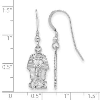 Sterling Silver Rhodium-plated LogoArt Phi Sigma Sigma Sorority Symbol Small Dangle Wire Earrings
