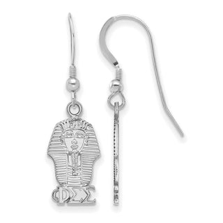 Sterling Silver Rhodium-plated LogoArt Phi Sigma Sigma Sorority Symbol Small Dangle Wire Earrings