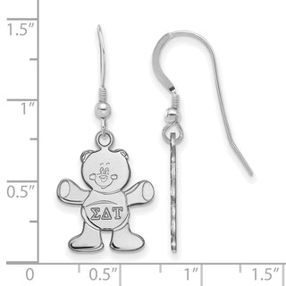 Sterling Silver Rhodium-plated LogoArt Sigma Delta Tau Sorority Symbol Small Dangle Wire Earrings