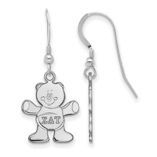 Sterling Silver Rhodium-plated LogoArt Sigma Delta Tau Sorority Symbol Small Dangle Wire Earrings