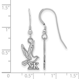 Sterling Silver Rhodium-plated LogoArt Sigma Kappa Sorority Symbol Small Dangle Wire Earrings