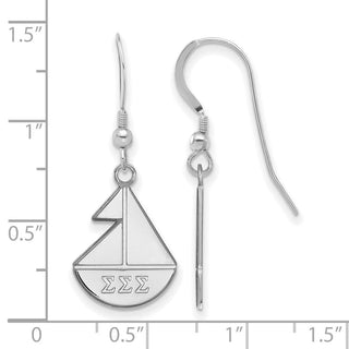 Sterling Silver Rhodium-plated LogoArt Sigma Sigma Sigma Sorority Symbol Small Dangle Wire Earrings