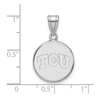 Sterling Silver Rhodium-plated LogoArt Texas Christian University T-C-U Medium Disc Pendant