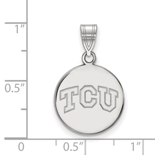 14k White Gold LogoArt Texas Christian University T-C-U Medium Disc Pendant