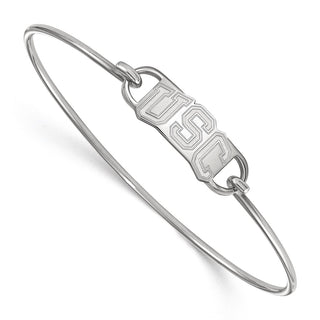 Sterling Silver Rhodium-plated LogoArt University of Southern California U-S-C Small Center 7 inch Wire Bangle Bracelet