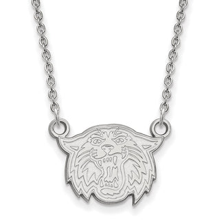 Sterling Silver Rhodium-plated LogoArt Villanova University Wildcat Small Pendant 18 inch Necklace
