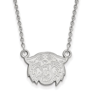 Sterling Silver Rhodium-plated LogoArt Villanova University Wildcat Small Pendant 18 inch Necklace