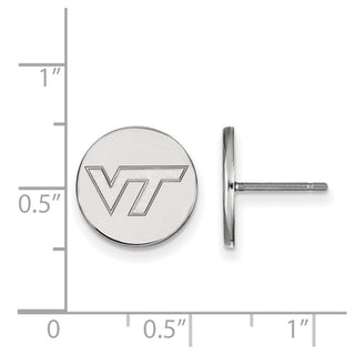 Sterling Silver Rhodium-plated LogoArt Virginia Tech V-T Small Disc Earrings
