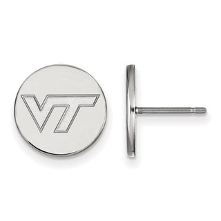 Sterling Silver Rhodium-plated LogoArt Virginia Tech V-T Small Disc Earrings
