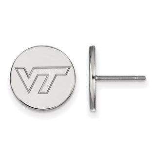 Sterling Silver Rhodium-plated LogoArt Virginia Tech V-T Small Disc Earrings