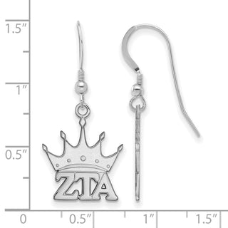Sterling Silver Rhodium-plated LogoArt Zeta Tau Alpha Sorority Symbol Small Dangle Wire Earrings