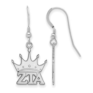 Sterling Silver Rhodium-plated LogoArt Zeta Tau Alpha Sorority Symbol Small Dangle Wire Earrings