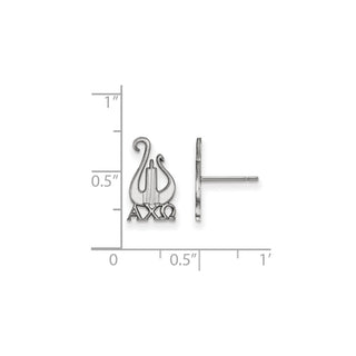 Sterling Silver Rhodium-plated LogoArt Alpha Chi Omega Sorority Symbol Small Post Earrings