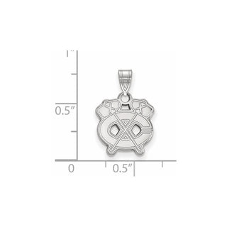 Sterling Silver Rhodium-plated NHL LogoArt Chicago Blackhawks Letter C and Tomahawk Small Pendant