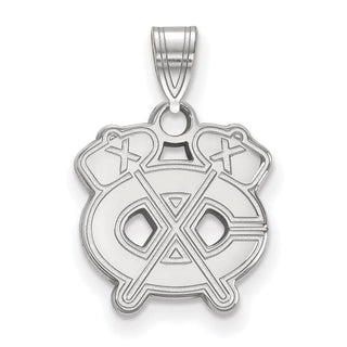 14k White Gold NHL LogoArt Chicago Blackhawks Letter C and Tomahawk Small Pendant