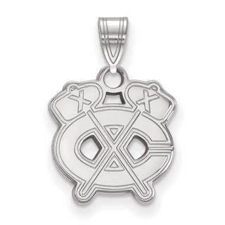 10k White Gold NHL LogoArt Chicago Blackhawks Letter C and Tomahawk Small Pendant