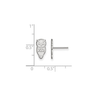 Sterling Silver Rhodium-plated LogoArt Chi Omega Sorority Symbol Extra Small Post Earrings