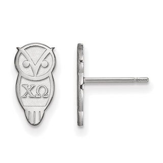 Sterling Silver Rhodium-plated LogoArt Chi Omega Sorority Symbol Extra Small Post Earrings
