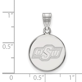 14k White Gold LogoArt Oklahoma State University O-S-U Medium Disc Pendant
