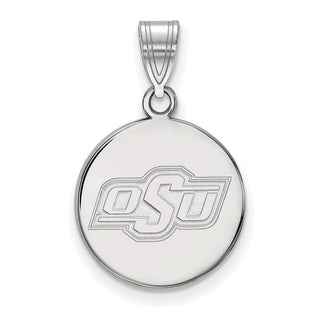 14k White Gold LogoArt Oklahoma State University O-S-U Medium Disc Pendant