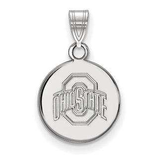 14k White Gold LogoArt The Ohio State University Small Disc Pendant