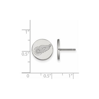 Sterling Silver Rhodium-plated NHL LogoArt Detroit Red Wings Small Disc Post Earrings