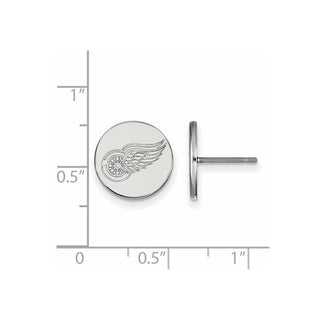 Sterling Silver Rhodium-plated NHL LogoArt Detroit Red Wings Small Disc Post Earrings
