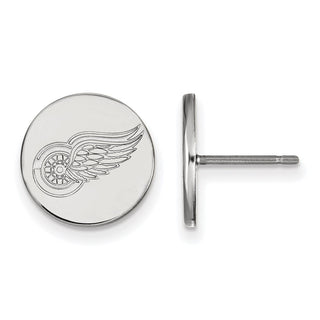 Sterling Silver Rhodium-plated NHL LogoArt Detroit Red Wings Small Disc Post Earrings