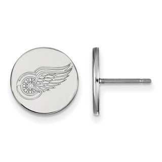 Sterling Silver Rhodium-plated NHL LogoArt Detroit Red Wings Small Disc Post Earrings