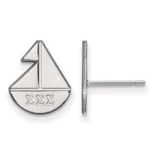 Sterling Silver Rhodium-plated LogoArt Sigma Sigma Sigma Sorority Symbol Extra Small Post Earrings