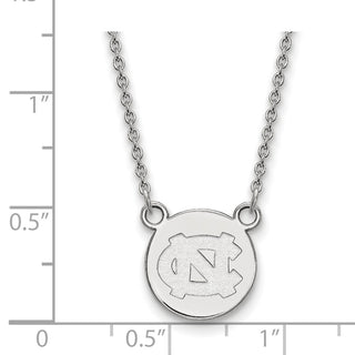 Sterling Silver Rhodium-plated LogoArt University of North Carolina Small Disc 18 inch Necklace