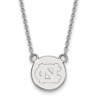 Sterling Silver Rhodium-plated LogoArt University of North Carolina Small Disc 18 inch Necklace