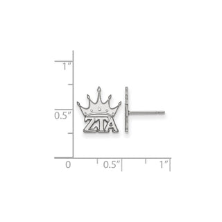 Sterling Silver Rhodium-plated LogoArt Zeta Tau Alpha Sorority Symbol Extra Small Post Earrings